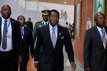 El presidente de Guinea Ecuatorial,  Teodoro Obiang Nguema, el pasado lunes en la cumbre de la Unión Africana en Addis Abeba.