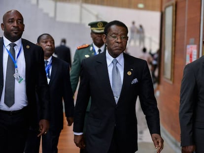 El presidente de Guinea Ecuatorial,  Teodoro Obiang Nguema, el pasado lunes en la cumbre de la Unión Africana en Addis Abeba.