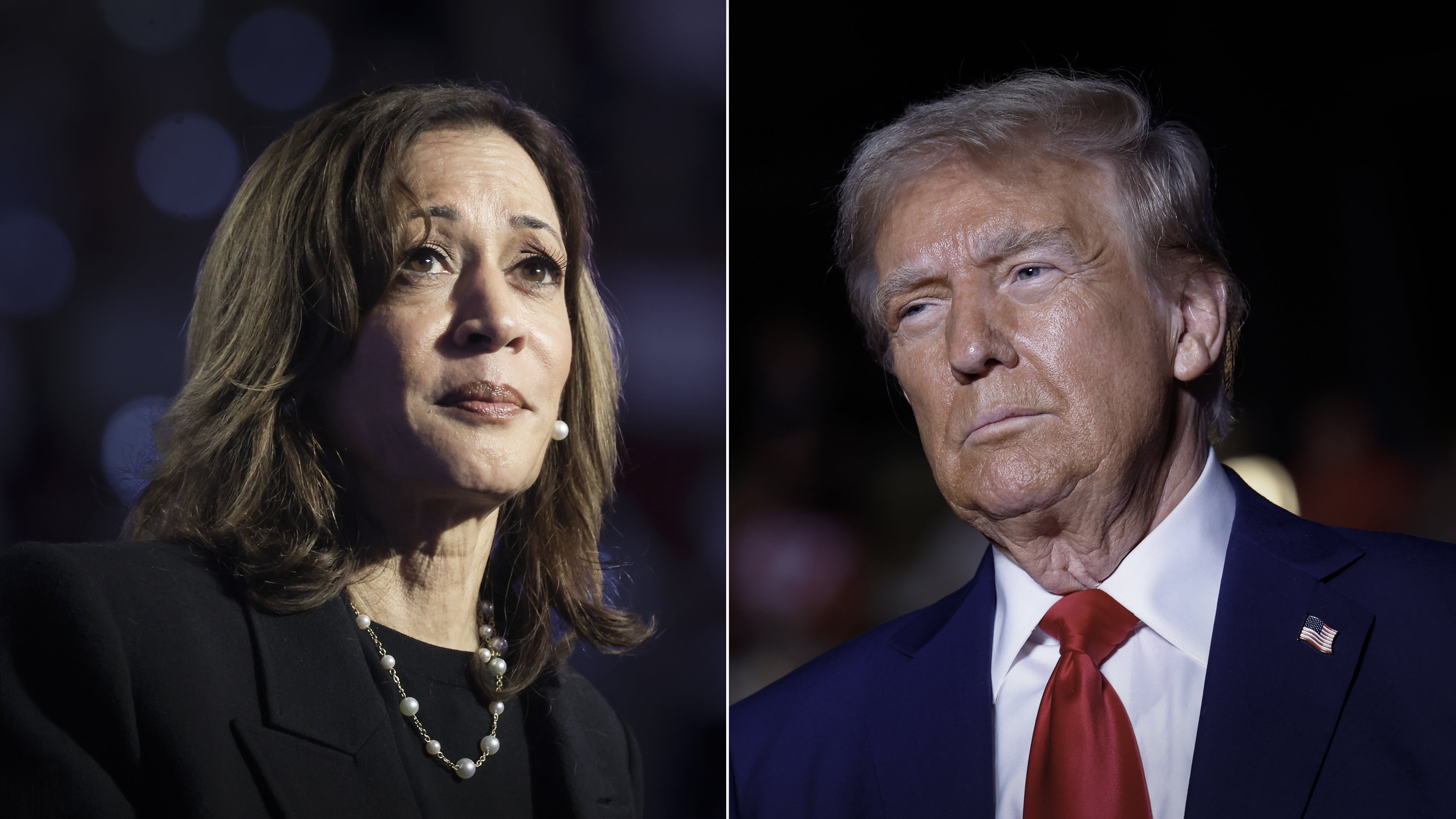 La candidata demócrata Kamala Harris y el republicano Donald Trump en una composición fotográfica.