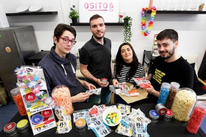 Members of the Basque start-up Ositos&Co, which has been targeted by the German confectioner Haribo.