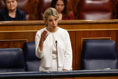 La ministra de Trabajo, Yolanda Díaz, intervenía este jueves en el pleno del Congreso.