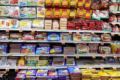 Food in a supermarket in Long Beach, California.