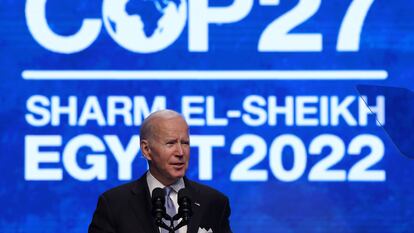 Joseph Biden habla en la conferencia del clima COP27, celebrada el pasado noviembre in Sharm El Sheikh, Egipto.