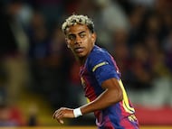 Lamine Yamal, en el último partido liguero del Barça ante el Elche.