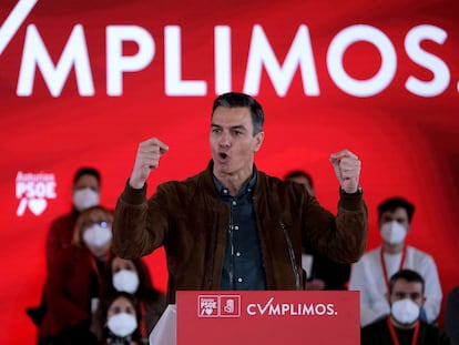 Pedro Sánchez, en un mitin del PSOE en Gijón.