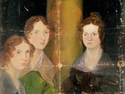 Retrato de las tres hermanas Brontë (Emily en el centro) realizado por su hermano, Branwell.