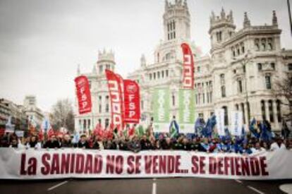 Una protesta en Madrid con los recortes en la sanidad. 