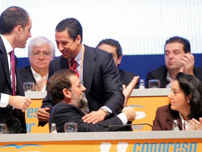 Camps, Rajoy i Zaplana, al Congrés del PP valencià el 2004.