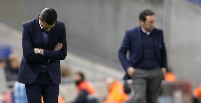 Galca, cabizbajo, durante la derrota ante la Real.