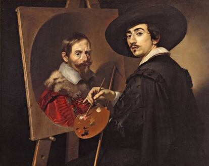 Nicolas Regnier: 'Autorretrato ante el caballete o retrato doble de Nicolas Régnier y vicenzo Giustiniani' (c. 1623-1625).