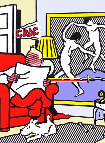 &#39;Tintín leyendo&#39; (1993), obra de Roy Lichtenstein que hasta el 27 de mayo puede verse en la Fundación Juan March de Madrid.