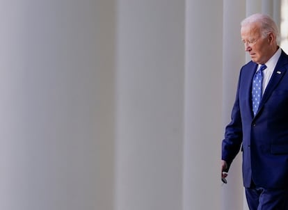 El presidente de Estados Unidos, Joe Biden, antes de una declaración en los jardines de la Casa Blanca.