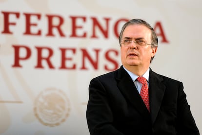 Marcelo Ebrard, durante una conferencia de prensa en Palacio Nacional