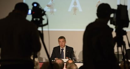 El lehendakari, Iñigo Urkullu, en Vitoria, en la inauguración del sexto congreso de colectividades vascas en el exterior.