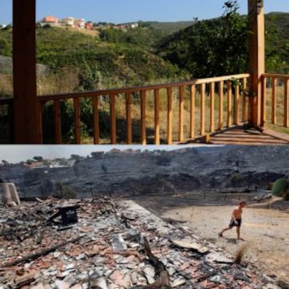 Imagen del estado de la casa antes y después del incendio.