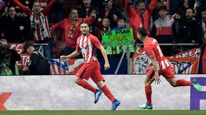 Koke celebra un gol durante el partido de Europa League ante el Sporting.