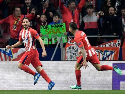 Koke celebra un gol durante el partido de Europa League ante el Sporting.