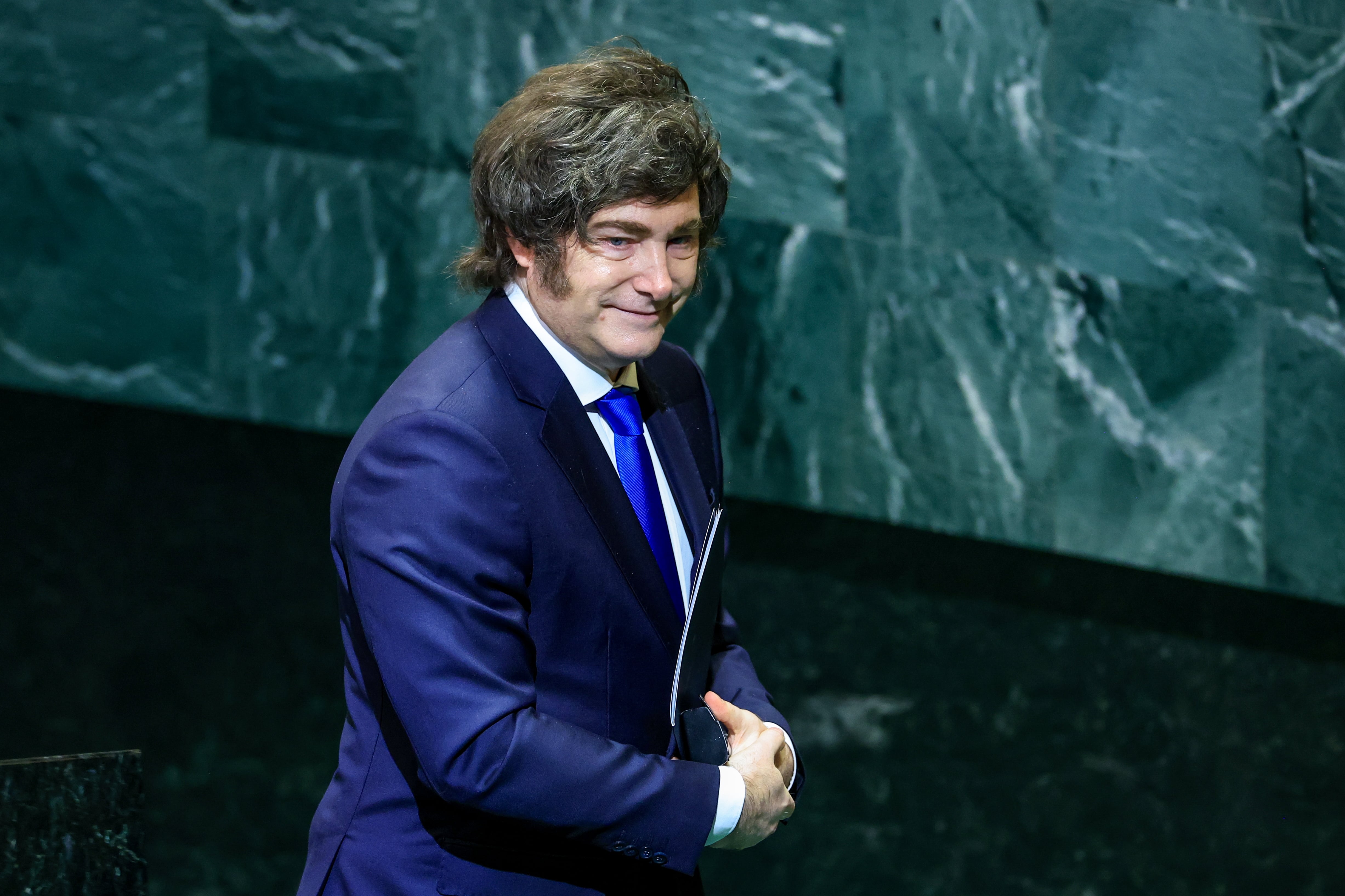 El presidente de Argentina, Javier Milei, en la 80ª Asamblea general de la ONU el 24 de septiembre de 2025