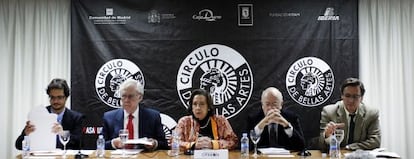 De izquierda a derecha, José Ignacio Torreblanca, Javier Rupérez, Victoria Prego, Andrés Ortega y Fernando Vallespín.