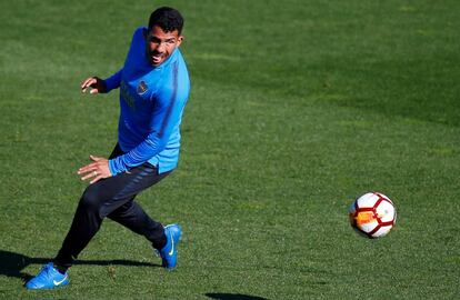 Carlos Tevez, en un entrenamiento.