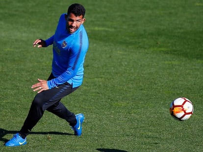 Carlos Tevez, en un entrenamiento.