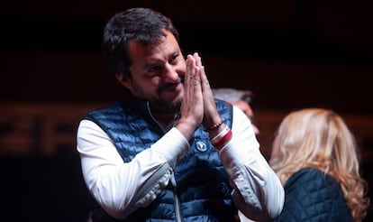 Matteo Salvini, el pasado día 6 durante un mitin cerca de Nápoles.