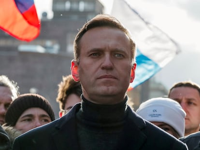 Alexei Navalny em fevereiro, em Moscou, durante cerimônia do aniversário da morte do também opositor russo Boris Nemtsov.