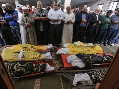 Funeral de una familia palestina muerta tras un bombardeo israelí en la franja de Gaza en noviembre.