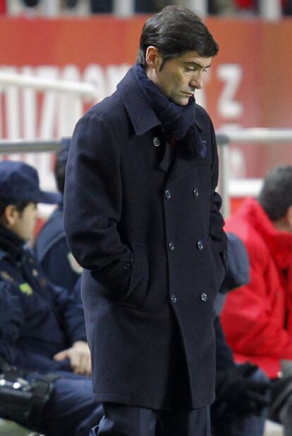 Marcelino, en el partido del Sevilla contra el Villarreal.