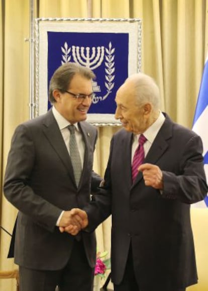 Artur Mas y Shimon Peres, en la reunión de esta mañana.