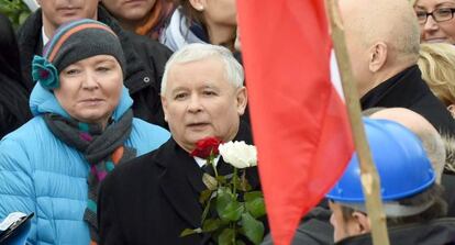 Jaroslaw Kaczynski en las protestas del sábado.