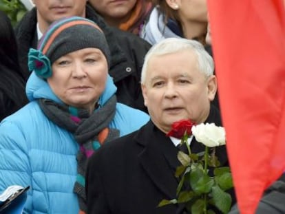 Jaroslaw Kaczynski en las protestas del s&aacute;bado.