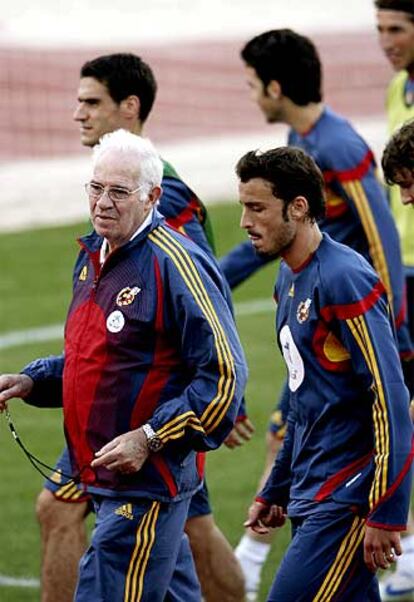 Puerta, junto a Luis, en el entrenamiento de ayer.