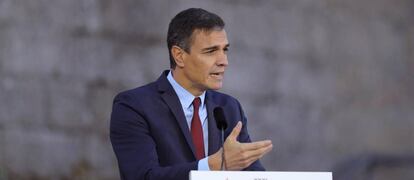 El presidente del Gobierno, Pedro Sánchez en rueda de prensa ofrecida junto al primer ministro portugués, António Costa, tras la XXXI Cumbre Ibérica.