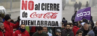 Protesta de trabajadores de Coca-Cola contra el ERE.