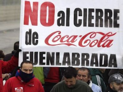 Protesta de trabajadores de Coca-Cola contra el ERE.