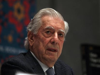 Mario Vargas Llosa, en la Feria Internacional del Libro de Guadalajara, en 2019.