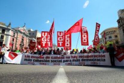 Manifestación del Primero de mayo, hoy en Madrid.