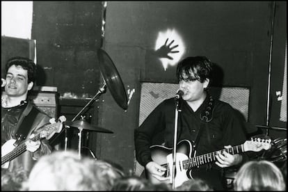 Tony Marsico on bass and Tito Larriva of The Plugz playing a show at Al's Bar.