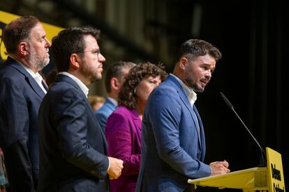 Gabriel Rufián comparece tras conocer los resultados de la jornada electoral de los comicios generales.