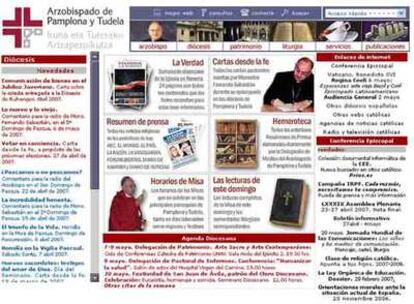 Página <i>web</i> del arzobispado de Pamplona y Tudela.