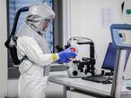 Un técnico de laboratorio manipula una vacuna en los laboratorios Valneva en Viena (Austria).