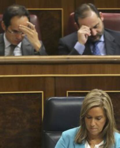 La ministra de Sanidad, Servicios Sociales e Igualdad, Ana Mato, durante el pleno que celebra hoy el Congreso de los Diputados. 