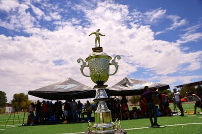 Detalle de la copa que fue entregada a los ganadores.