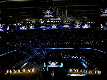 El Estadio Santiago Bernabéu durante la celebración del Real Madrid.