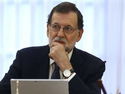 Mariano Rajoy, durante el Consejo de Ministros de esta mañana.