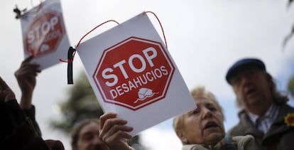 Manifestación de una plataforma contra los desahucios.