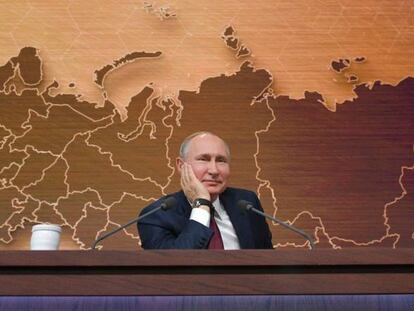Vladímir Putin, este jueves durante su conferencia anual de prensa.
