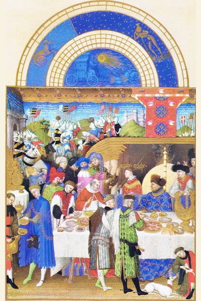 Vista de 'Las muy ricas horas del duque de Berry' (hacia 1410), pintado por los hermanos Paul, Jean y Herman de Limbourg para Juan I de Berry.