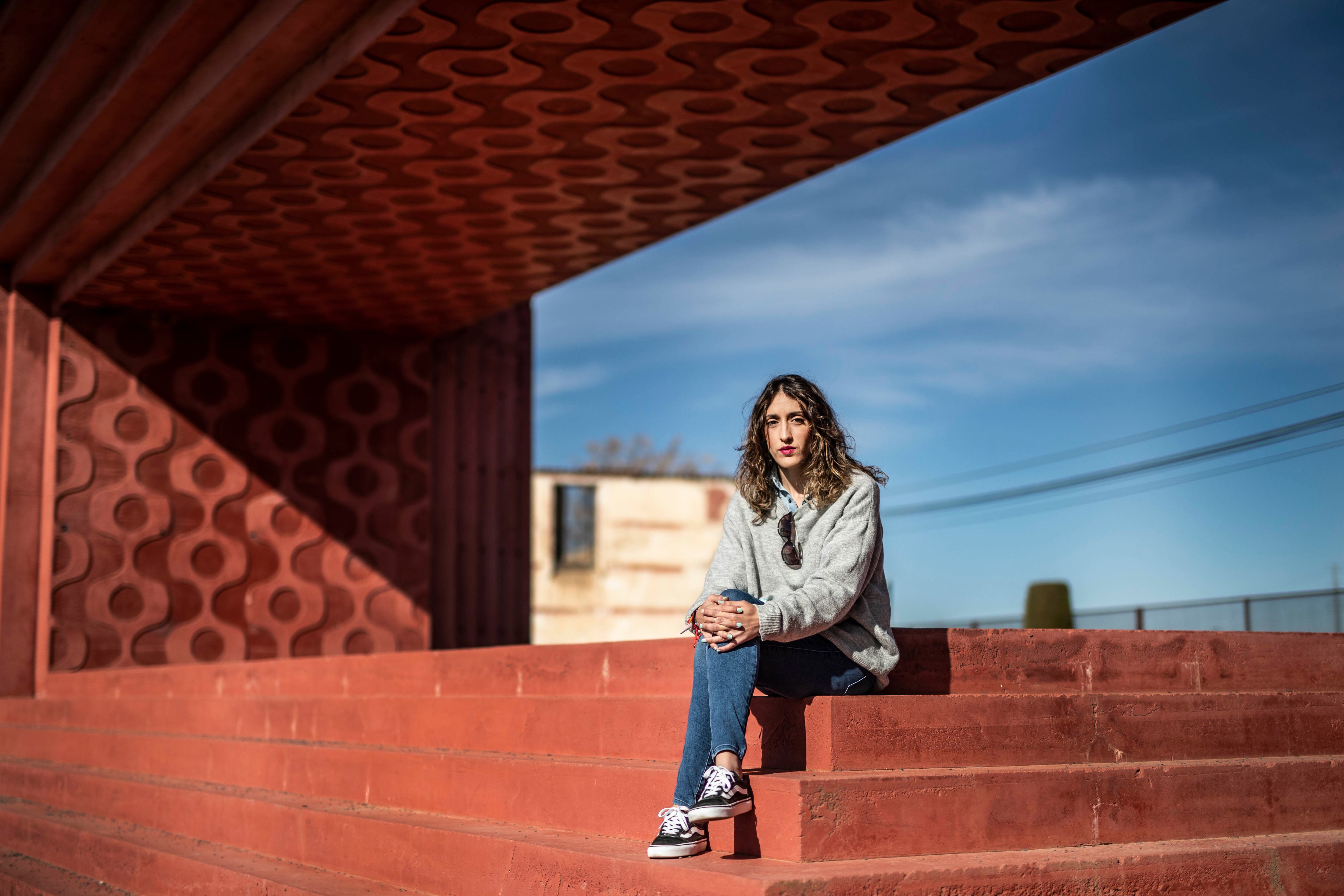 María Isabel Ruiz García, en el parque Pedro Almodóvar de Calzada de Calatrava, Ciudad Real.